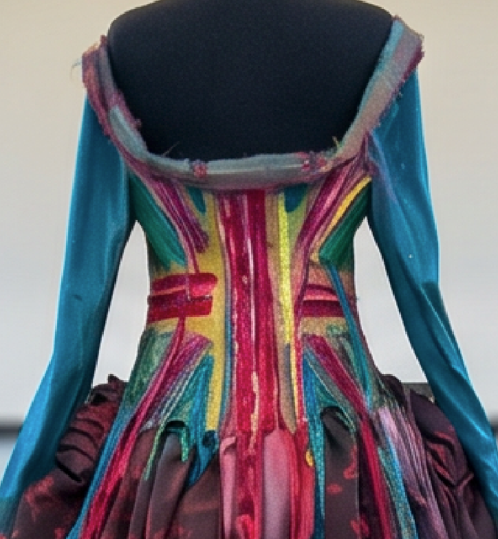 Historical ball gown - back view showing corset construction