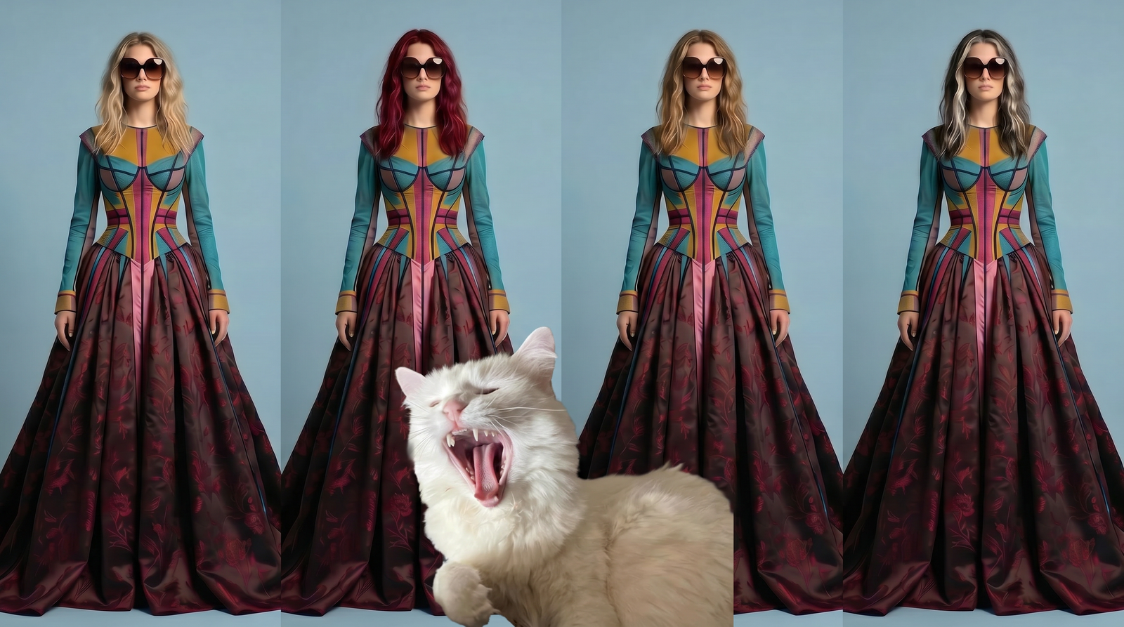 Historical Ball Gown - Artistic Editorial with Feline Companion