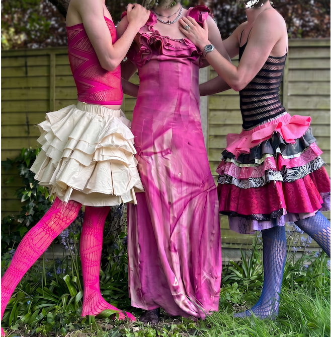 Three completed garments from Freaky Freaks collection showing range and variety