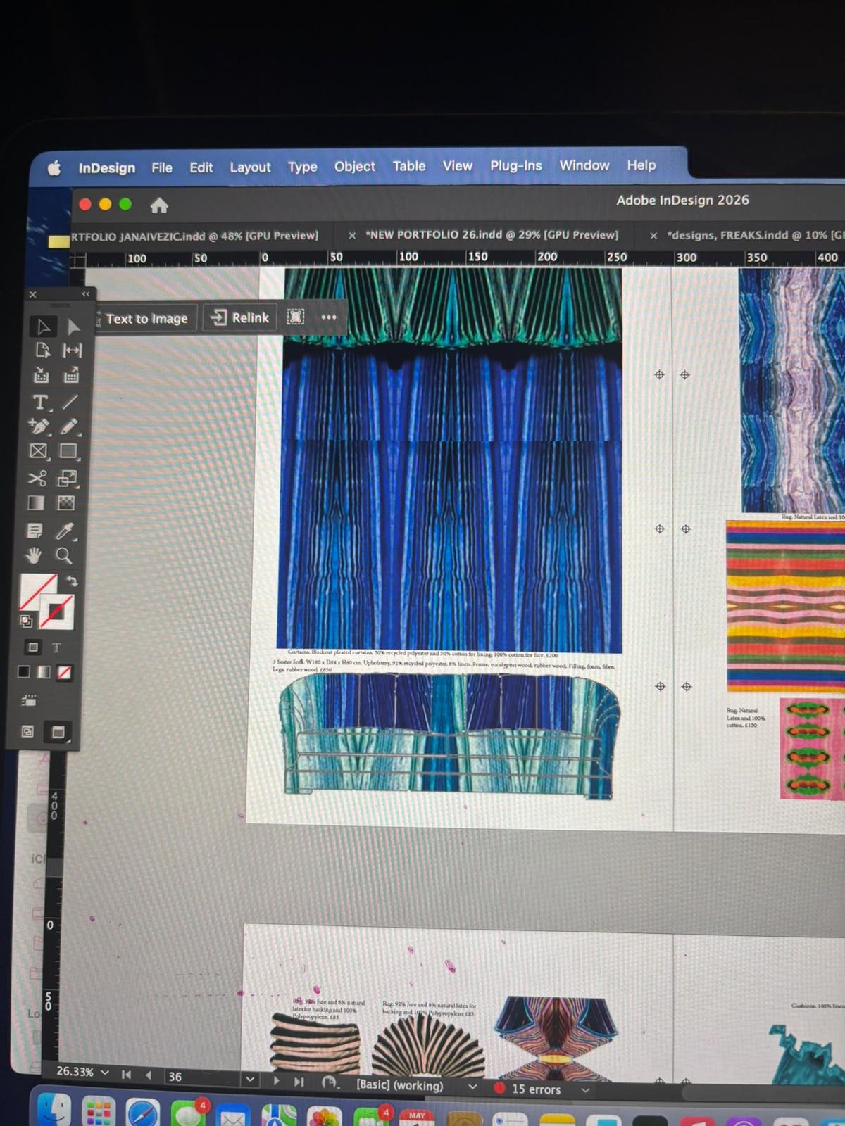 Pattern development - woven textile patterns in blue tones